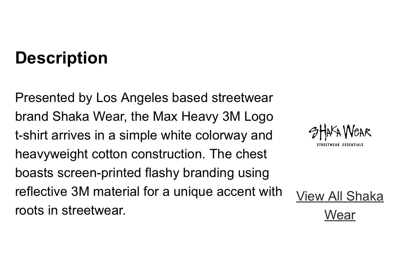 Shaka Wear Super Max Heavy Weight 3M Logo T-White Men’s Shirt Sz Medium gallery