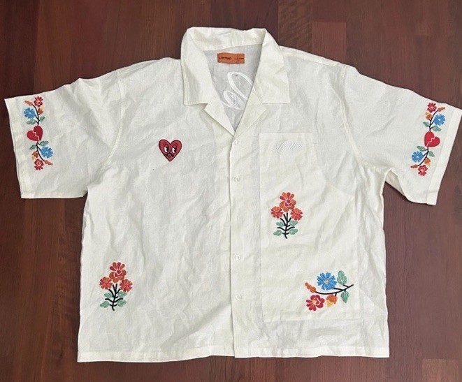 Loiter Embroidered Mens 3XL Linen Cotton Short Sleeved Shirt Oasis Cream gallery