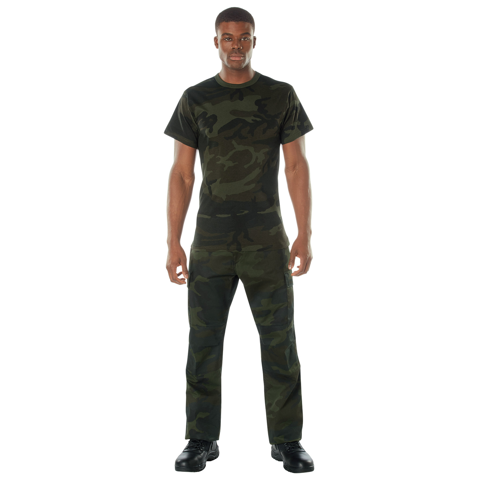 Men's Midnight Woodland Camo T-Shirt - Stealth Ops Camouflage Short Sleeve Tee gallery