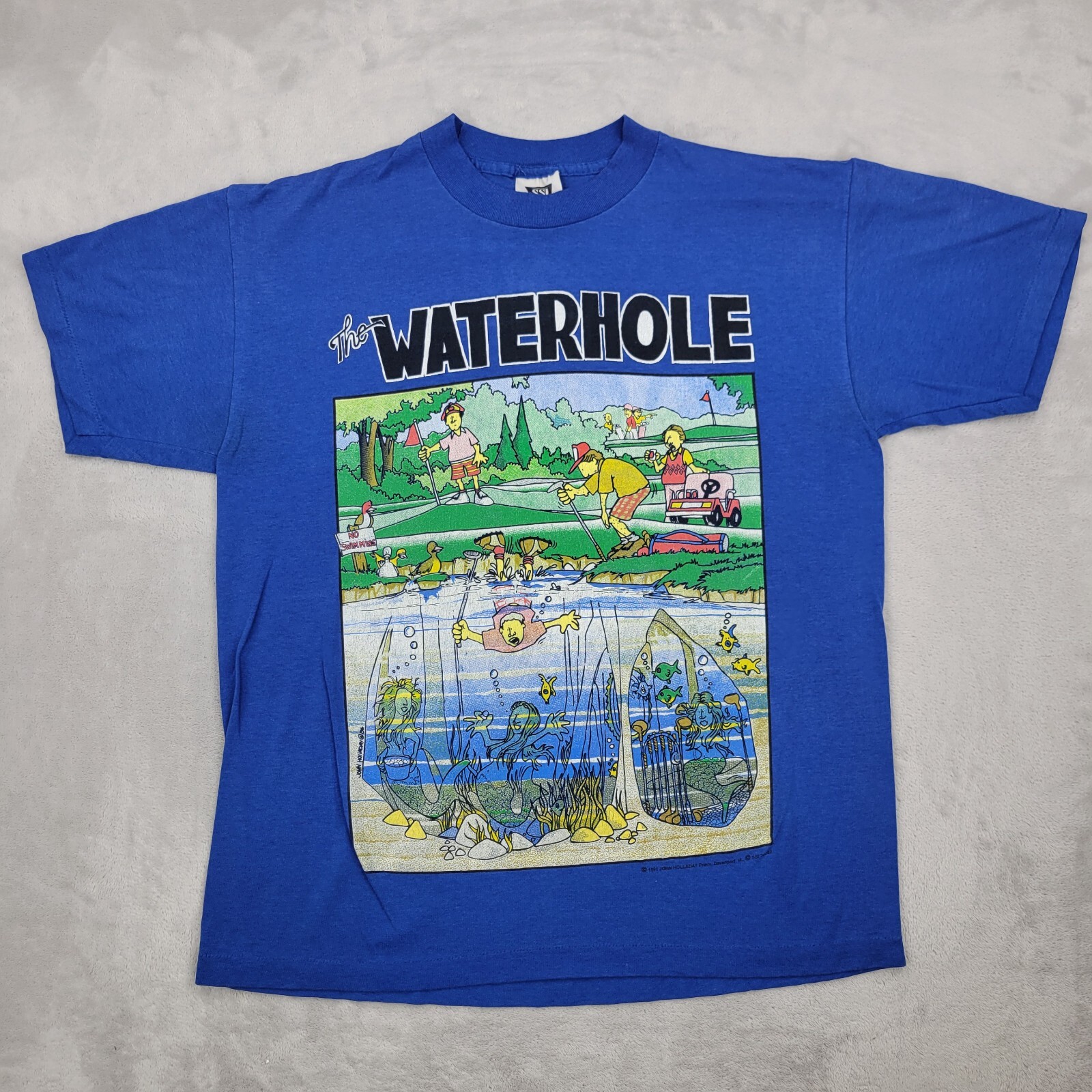 Vintage Golf Shirt Mens Large Single Stitch The Waterhole John Holladay Comic gallery