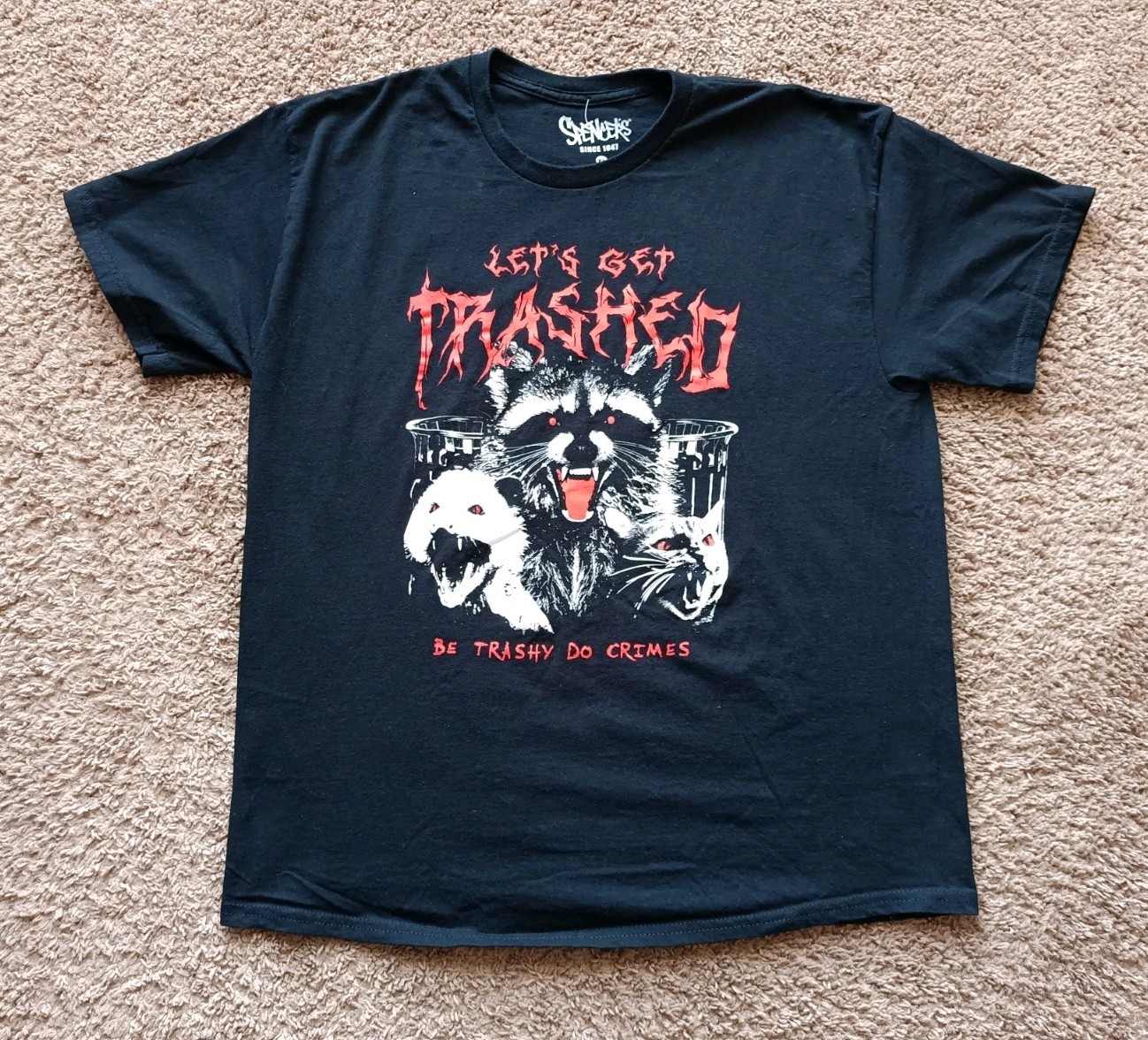 Spencer's Funny Cat T-Shirt Men's XL Graphic Print Black Short Sleeve gallery