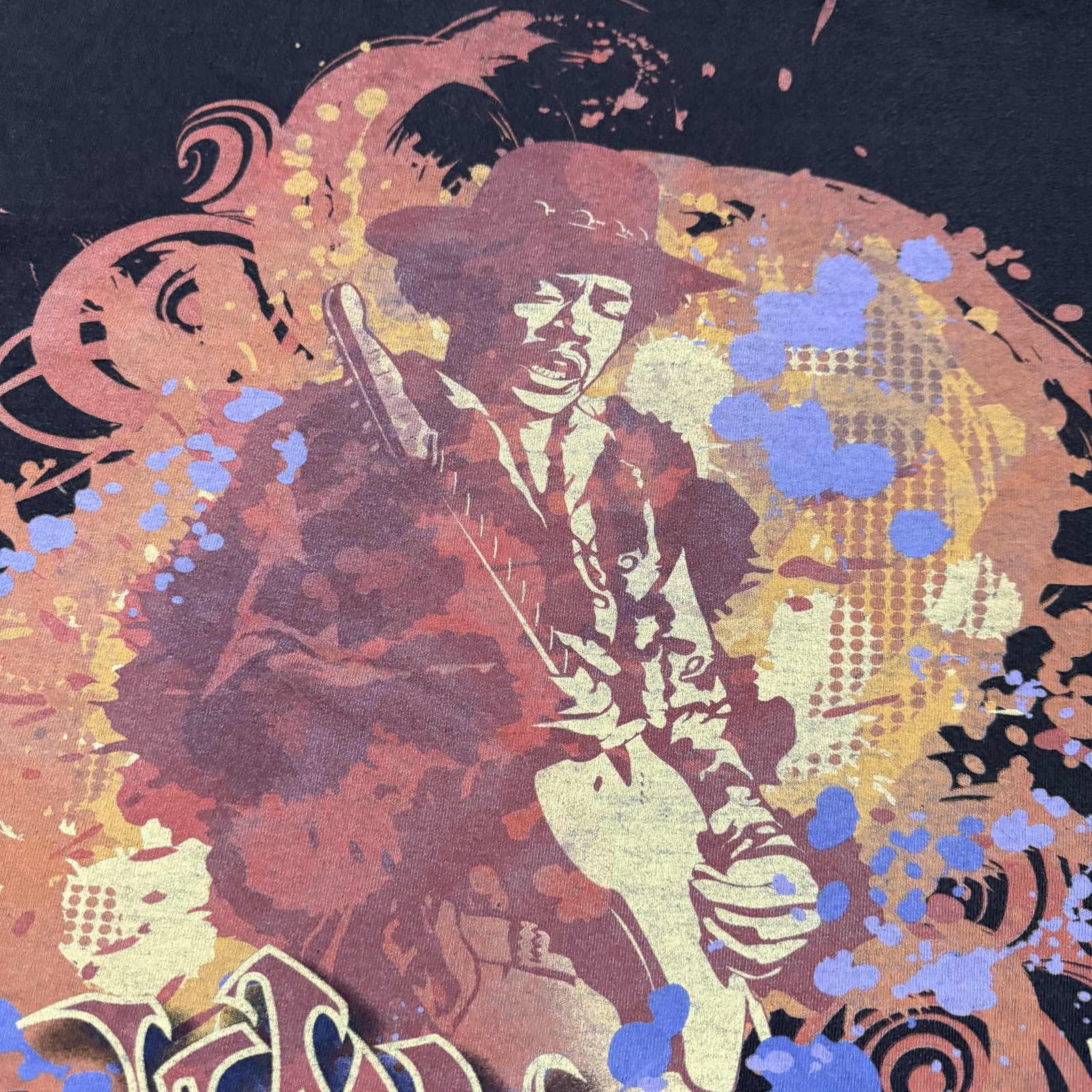 Vintage Jimi Hendrix Shirt Mens XL Black Psychedelic ODM Rock Band Music gallery