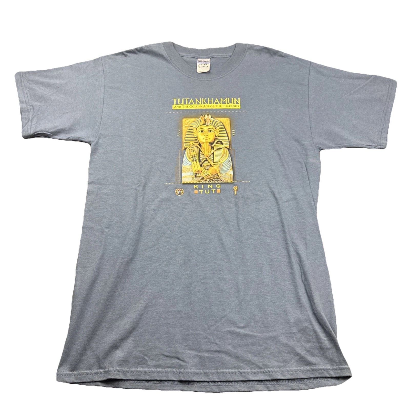 Y2K 00s King Tut Tutankhamun And The Golden Age Of The Pharaohs T-Shirt Size L
