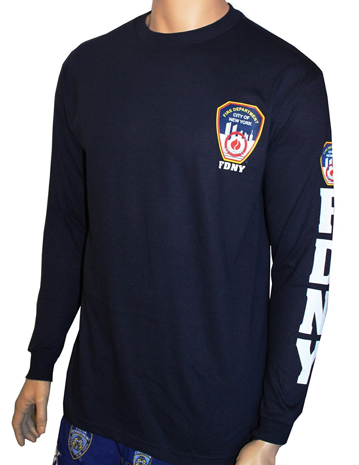 FDNY Long Sleeve Officially Licensed Keep Back 200 Feet T-Shirt Navy gallery