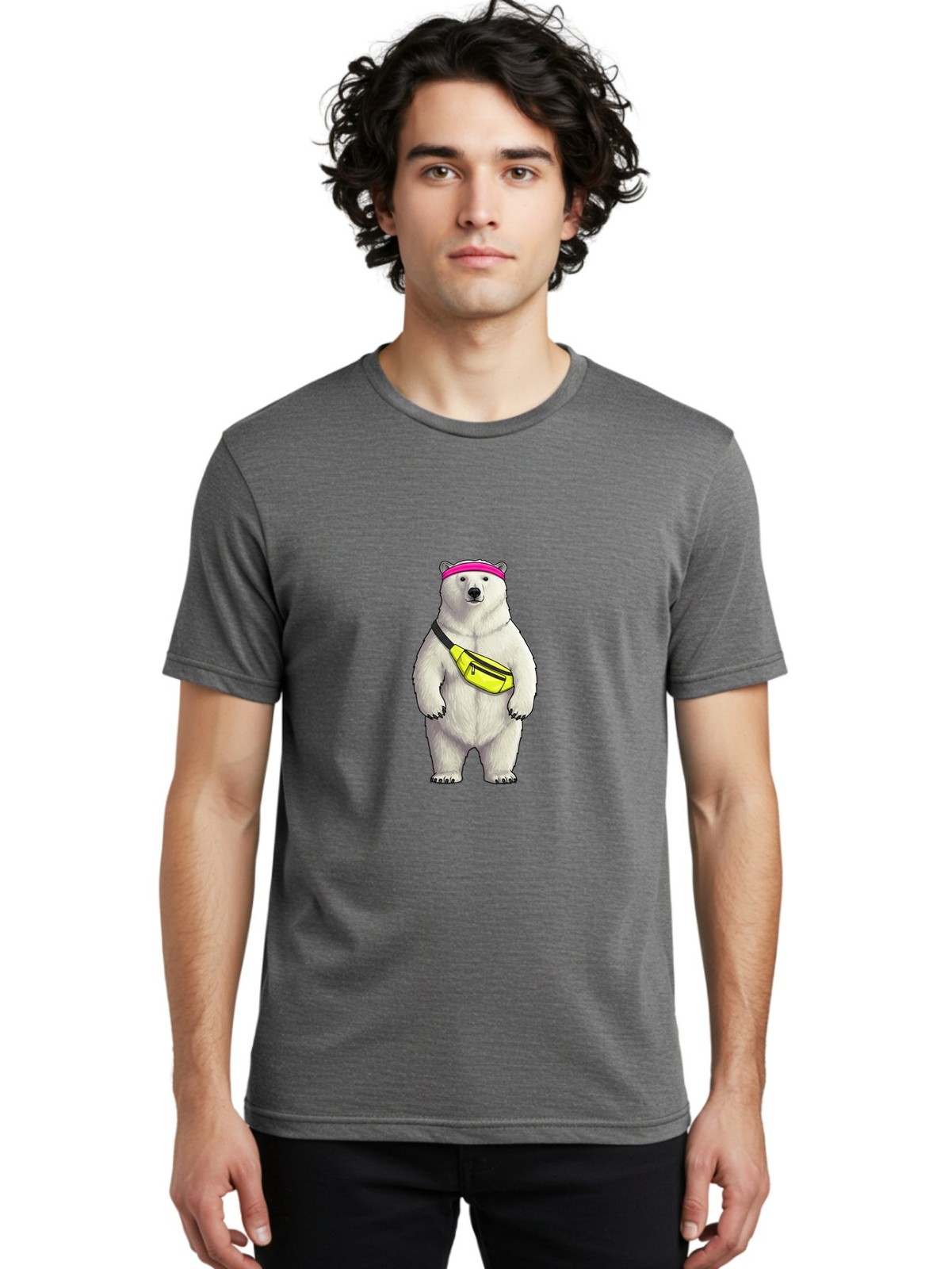 Polar-Bear-With-Fanny-Pack Mens Graphic Tee, 100% Cotton, Casual Summer Wear
