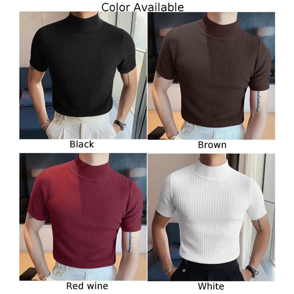 Mens KnitwearT-Shirts Mock Neck Sweater T-Shirt Turtleneck Undershirt gallery