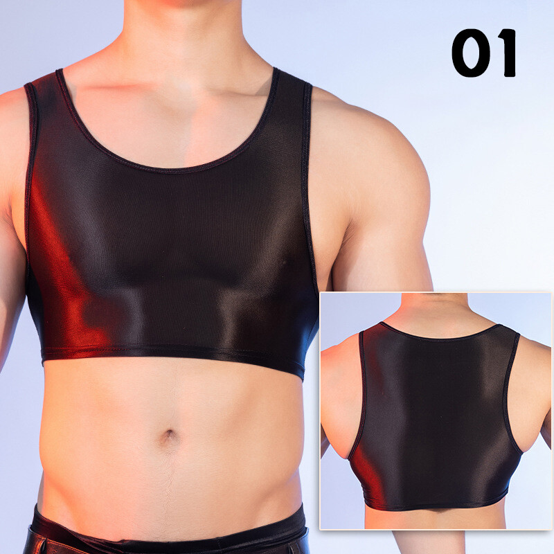 Lingerie Half Tank Top Glossy Vest Workout Sports Bras Sleeveless Undershirt gallery