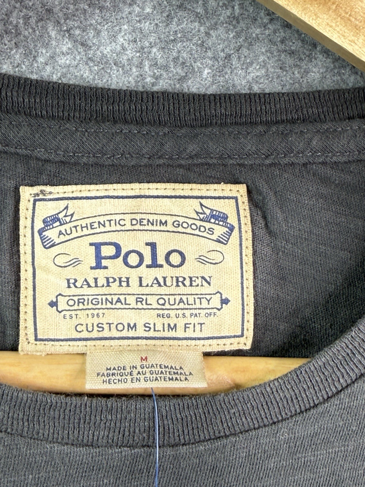 Polo Ralph Lauren Authentic Denim Goods Black Slim Fit Pocket T Shirt Medium gallery