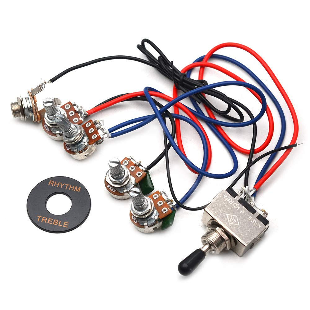 Prewired Guitar Wiring Harness 2V2T with 500K Pots for Gibson Replacement