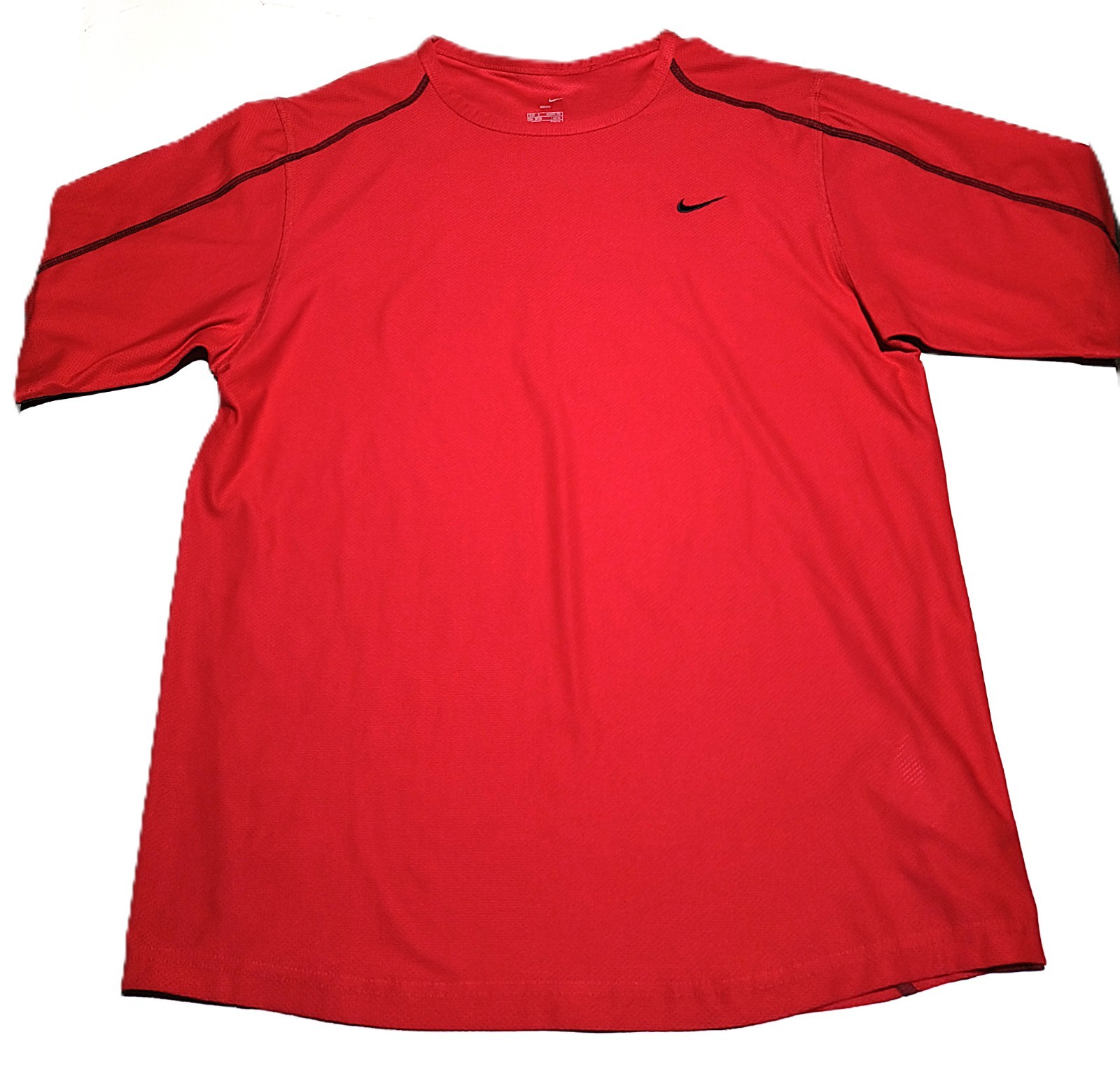 Nike Dri-FIT T-Shirt S Red Black Embroidered Logo Running Training Gym Top VGC gallery