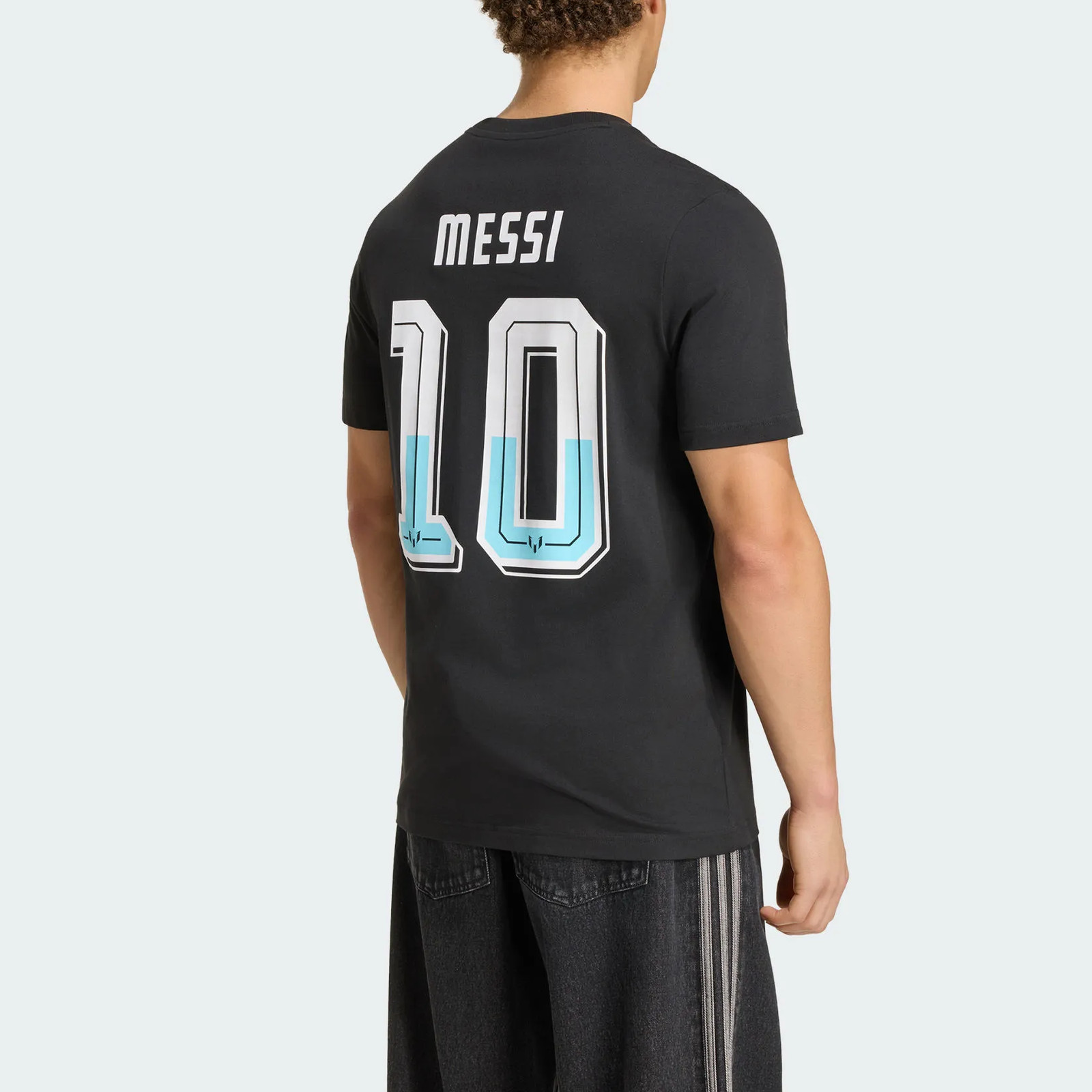 Adidas Messi T Shirts Men's Black Crew Neck Moderate KS2539 Size gallery