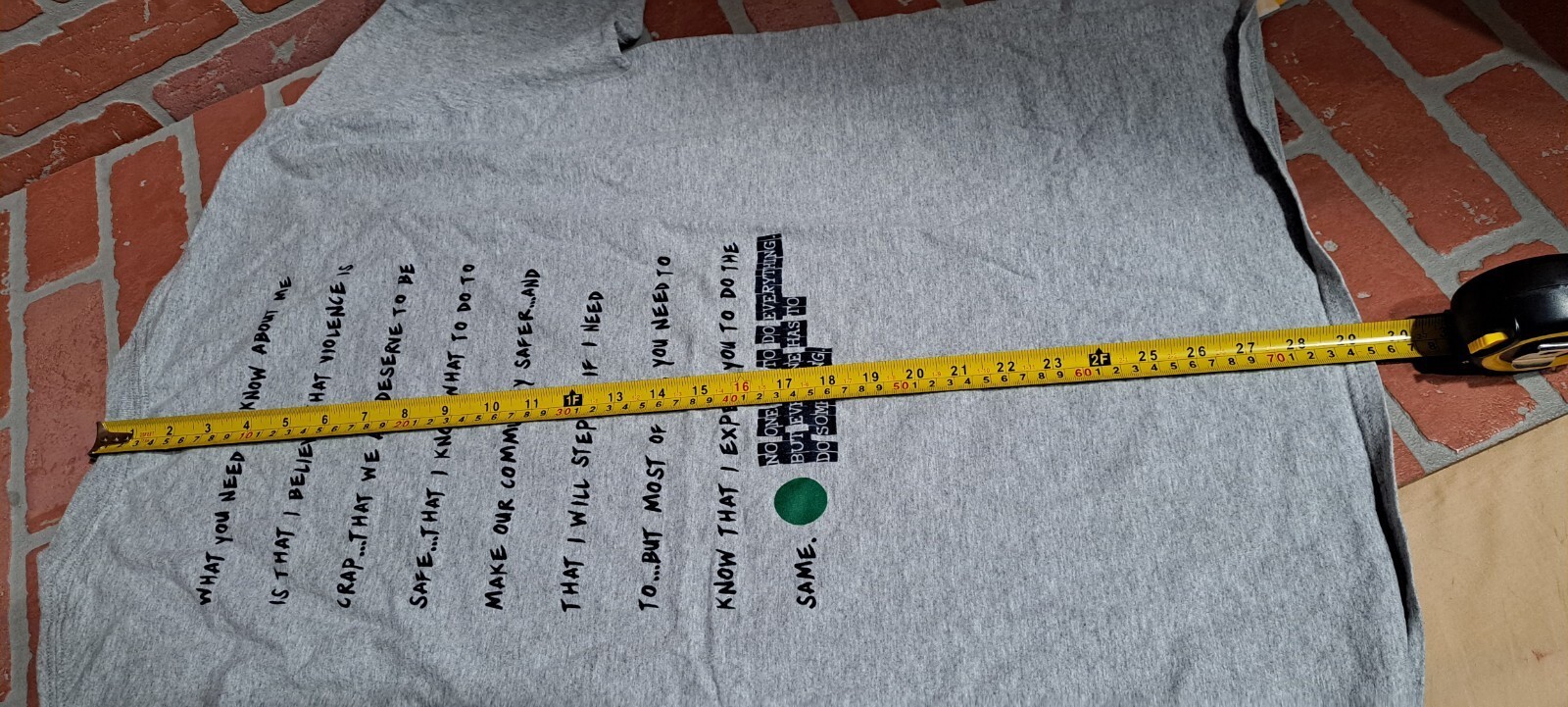 GREEN DOT MENS STOP THE VIOLENCE TSHIRT SIZE XL gallery