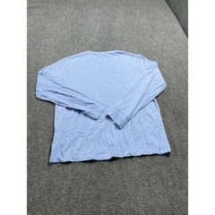 Men’s Sky Blue Crew Neck Ribbed Cuff Full Sleeve Casual Cotton T-Shirt Size M