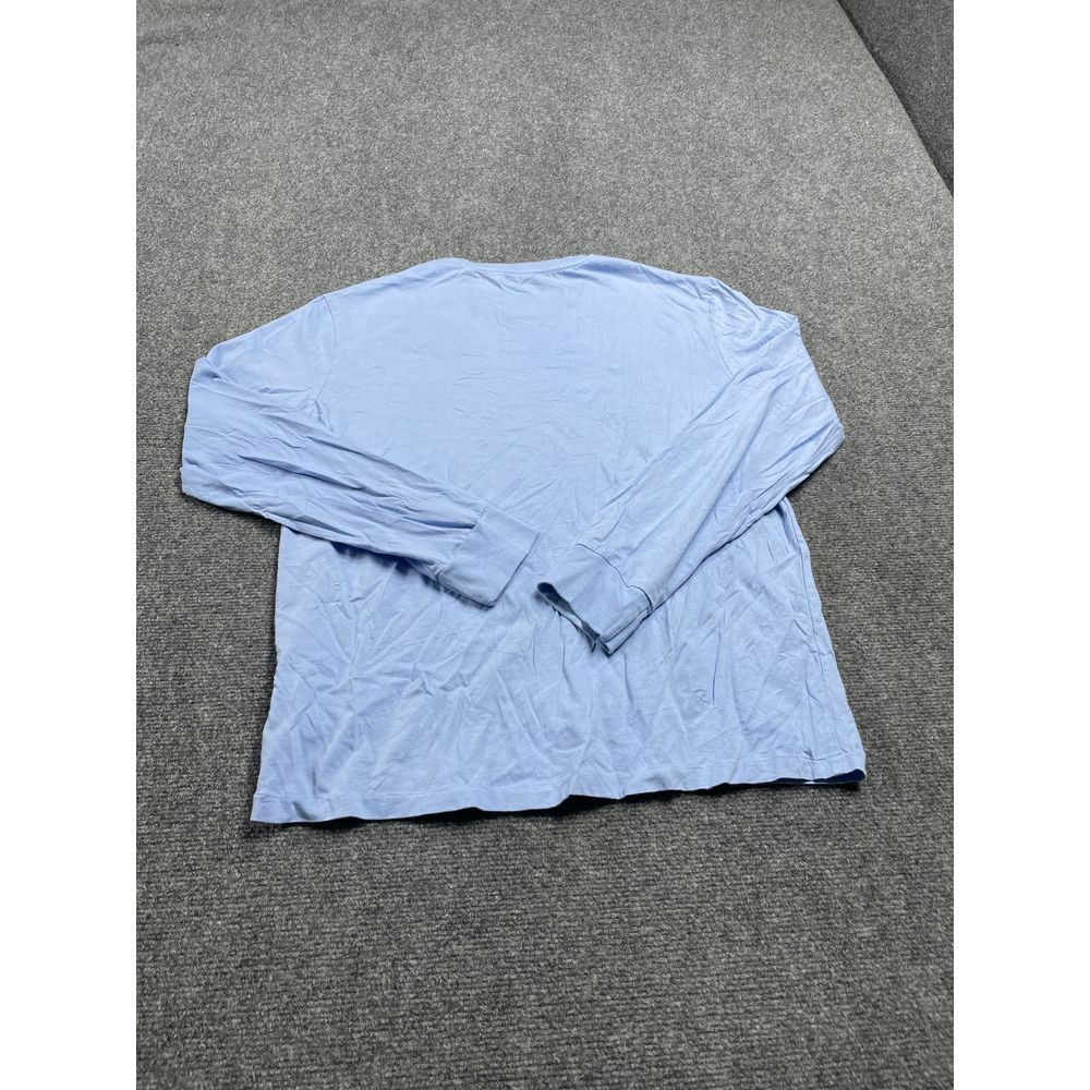 Men's Sky Blue Crew Neck Ribbed Cuff Full Sleeve Casual Cotton T-Shirt Size M gallery