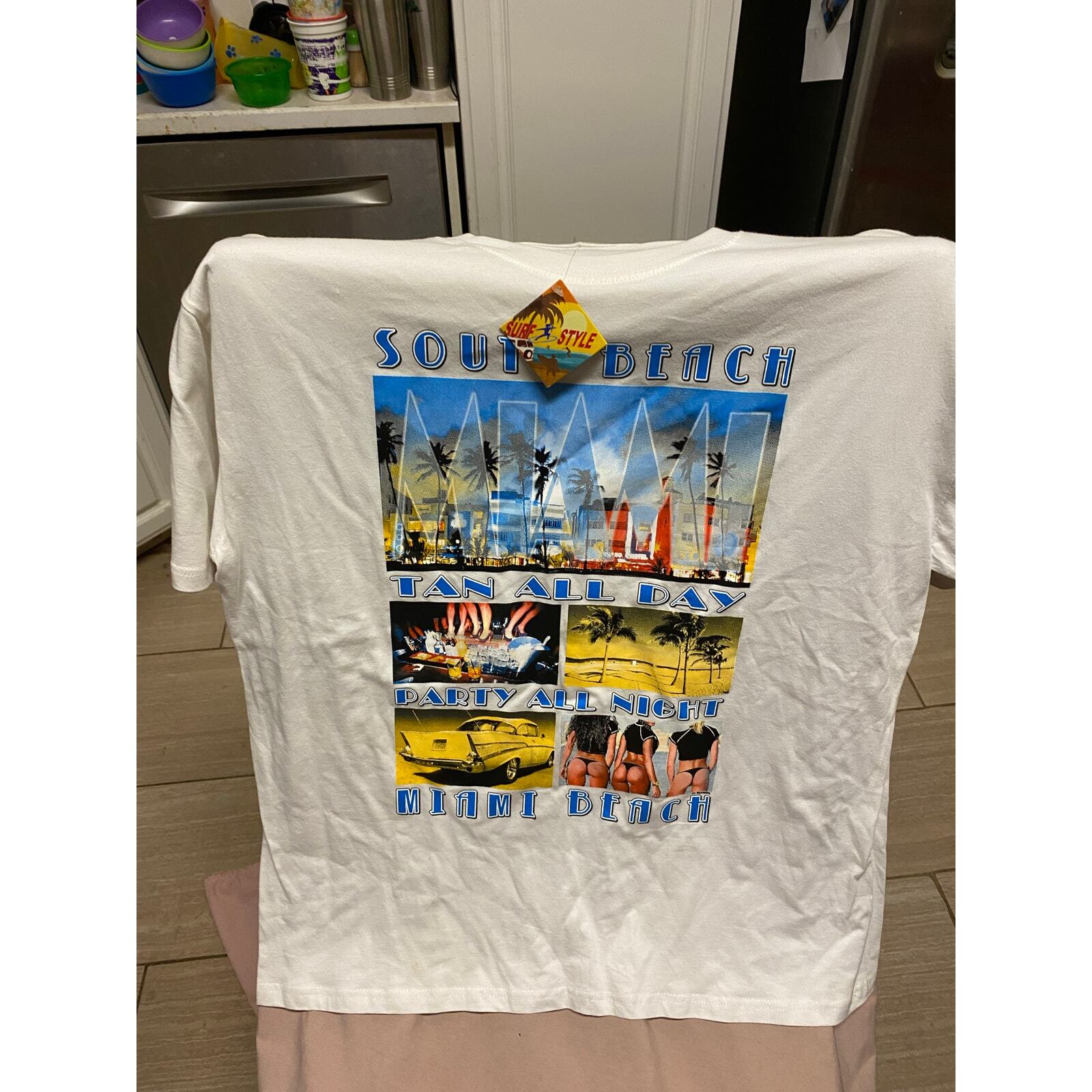 NWT South Beach Miami Tan All Day, Party All Night Miami Beach Shirt Size XL gallery