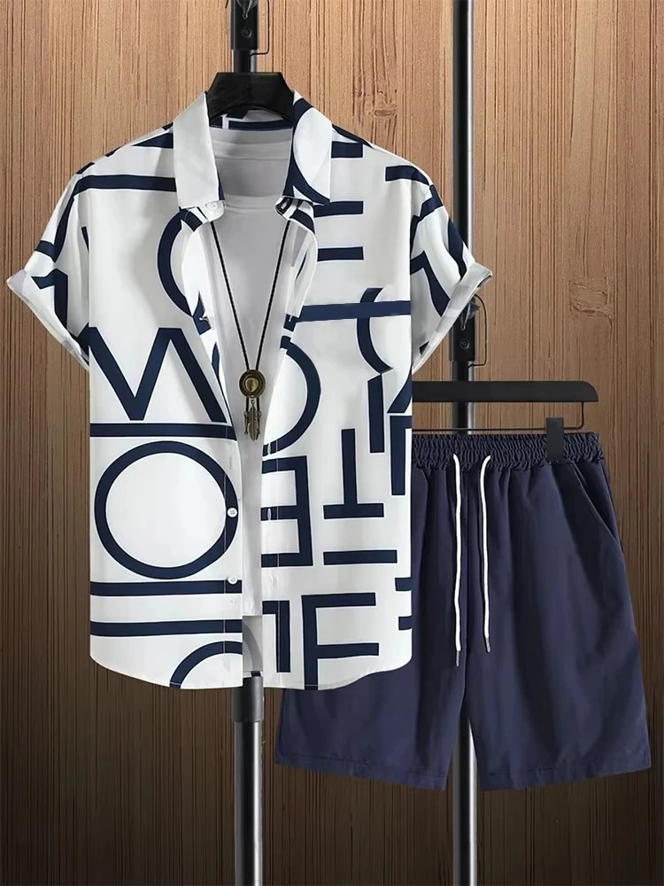 Men Summer Outfit 2-piece Set Short Sleeve T-shirt and Shorts Sweatsuit Set gallery