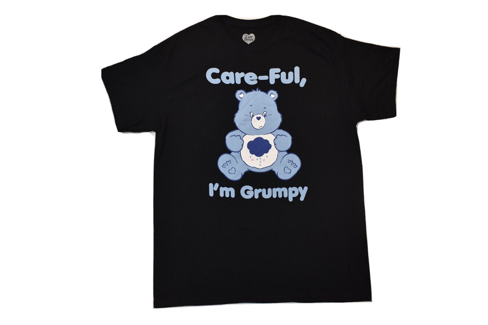 Care Bears Mens Care-Ful, I’m Grumpy Grumpy Bear Black Shirt New L
