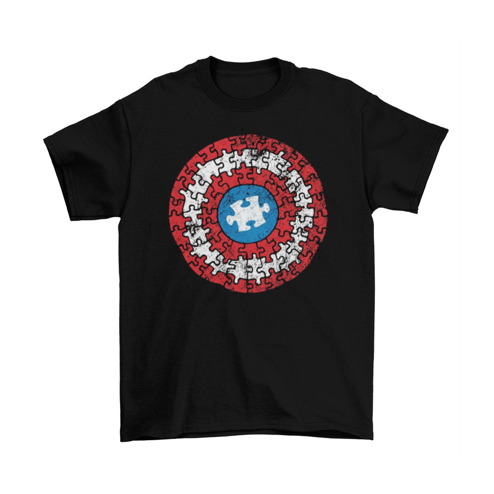 Captain America Autism Awareness T-Shirt Cotton Unisex Adult Puzzle Marvel New