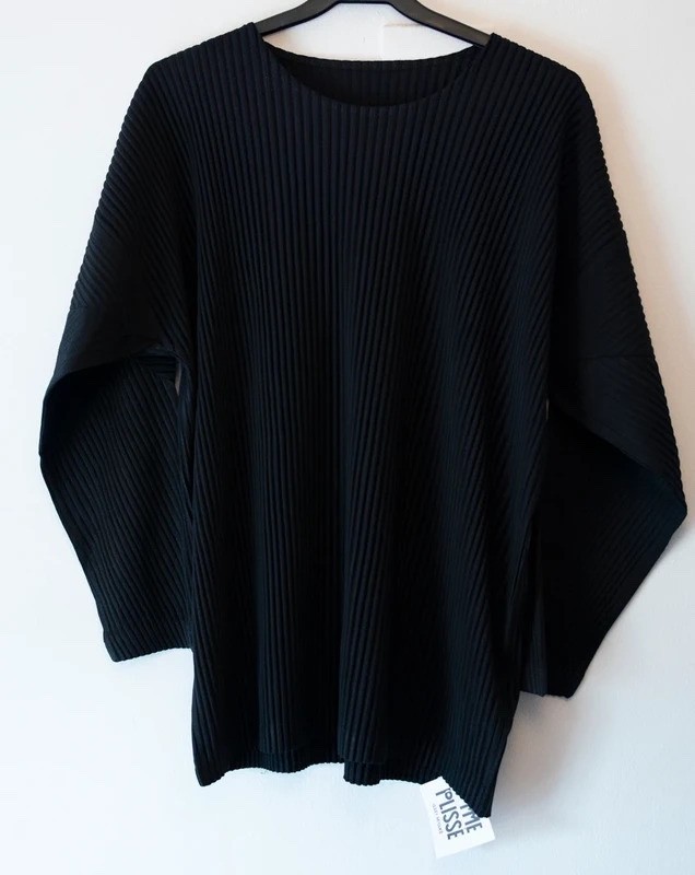 Issey Miyake Homme Plisse Black pleated Long sleeve Shirt gallery