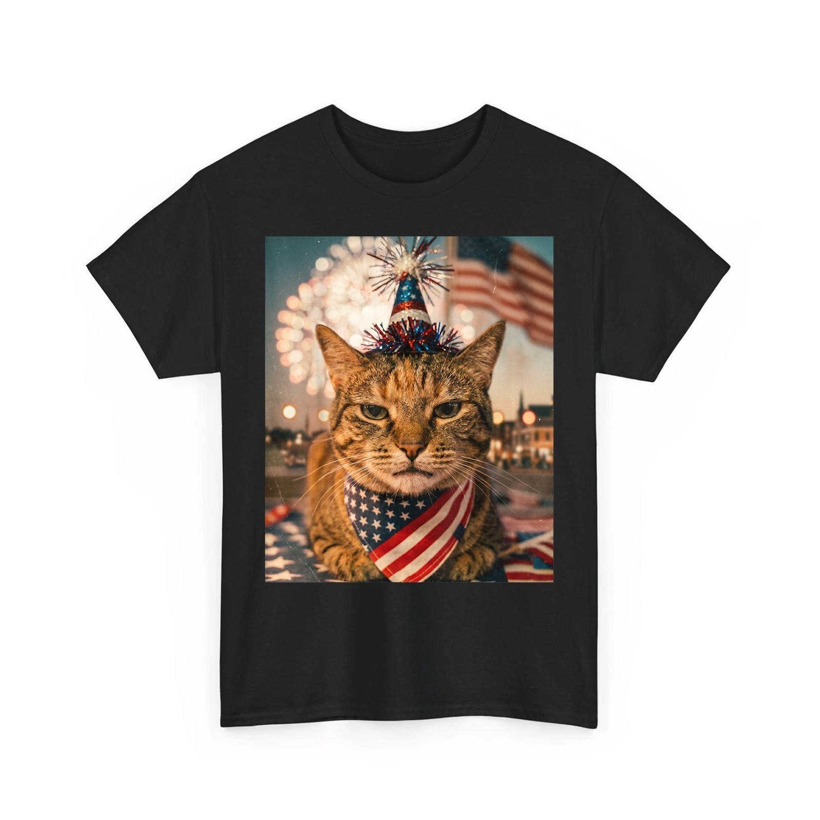 Funny Cat Fireworks Meme Patriotic 4th of July Cat Lovers Unisex T-Shirt gallery