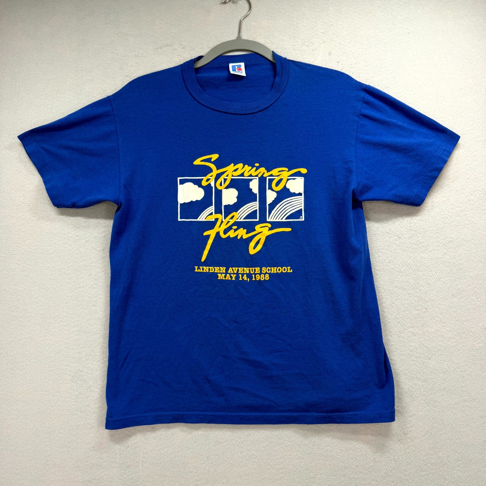 VTG Russell Athletic Spring Fling T-Shirt Mens Medium Blue Linden Avenue 80s USA gallery
