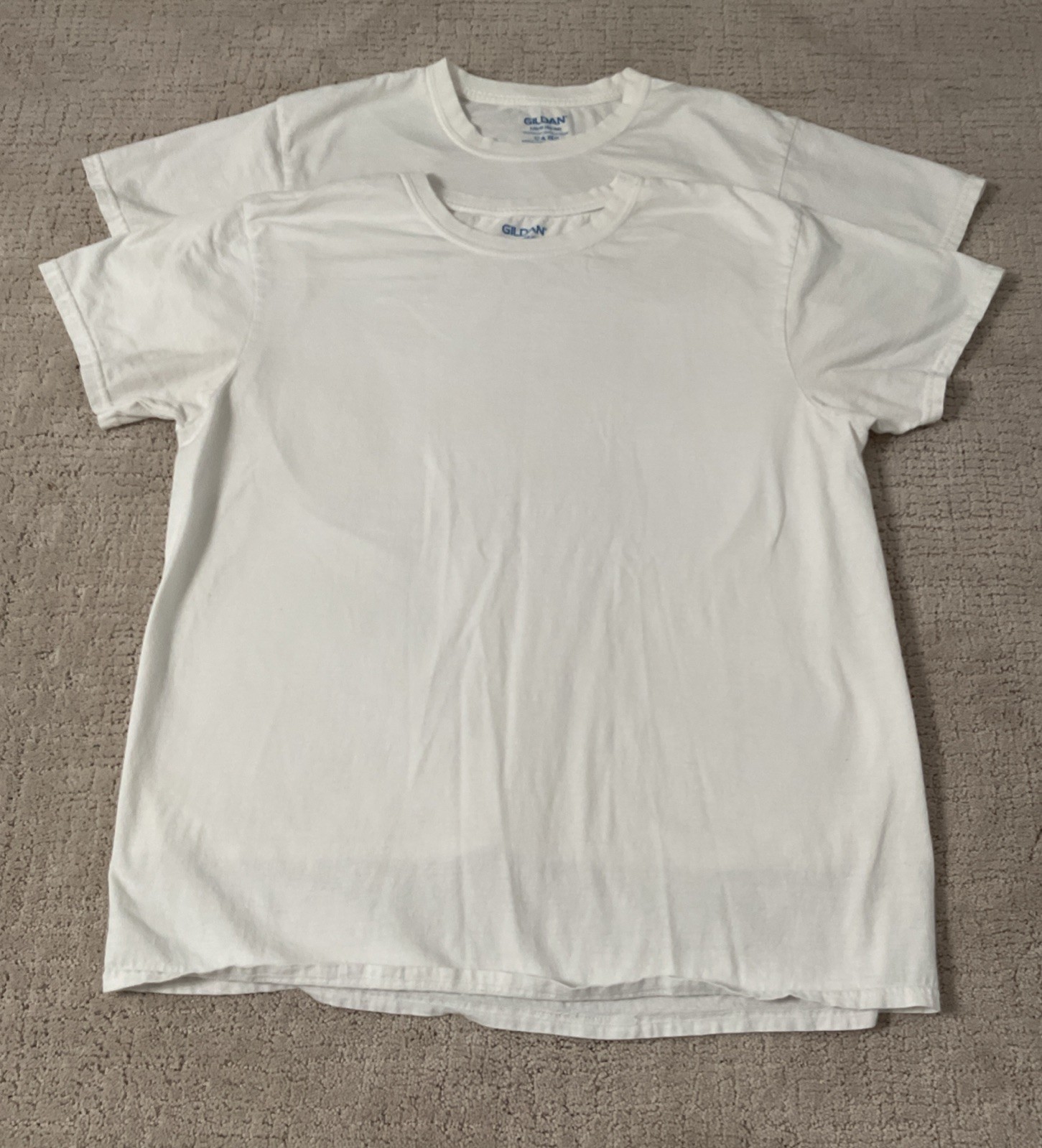 2 Pack Gildan Men's Cotton Tee T Shirt WHITE Crew Neck Short Sleeve Men.size L gallery