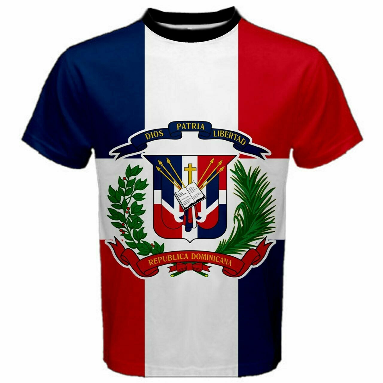 DOMINICAN REPUBLIC COAT OF ARMS FLAG MEN T-SHIRTS & FREE MASK CP BRAND gallery