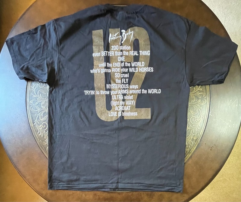 Vintage 1992 U2 ZOO TV Tour, Achtung Baby Set List XL T-Shirt RARE – NEVER WORN