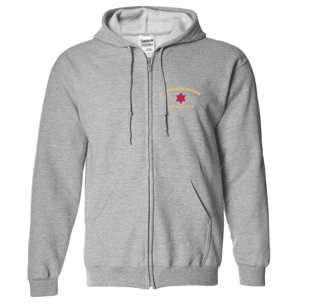 US Army 6th Infantry Division Zippered Hoodie Officially Licensed