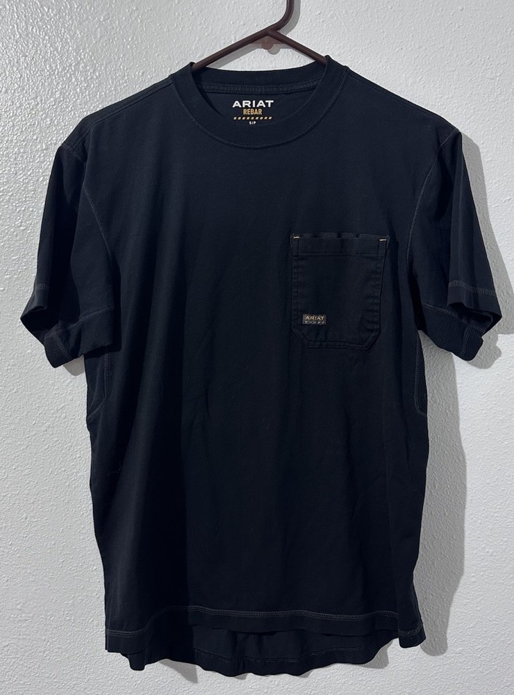 Ariat Rebar Mens Small Black Short Sleeve T-Shirt Work Utility Pocket
