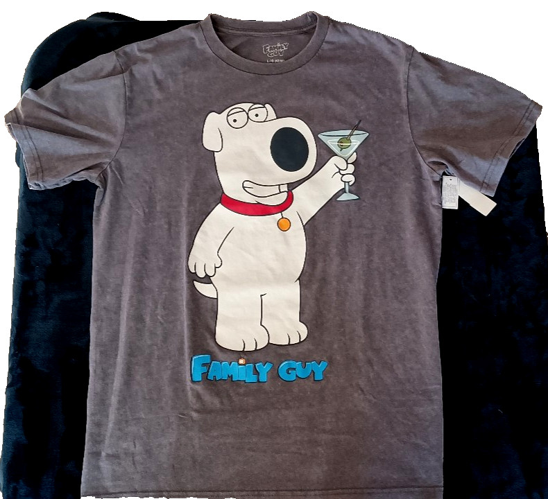 Family Guy BRIAN Martini Pose Limited Edition Gray T-Shirt SIZE LARGE