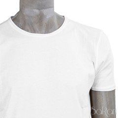 Men’s Basic White 100% Cotton Solid Color Short Sleeve Crew Neck T-Shirt SARANI