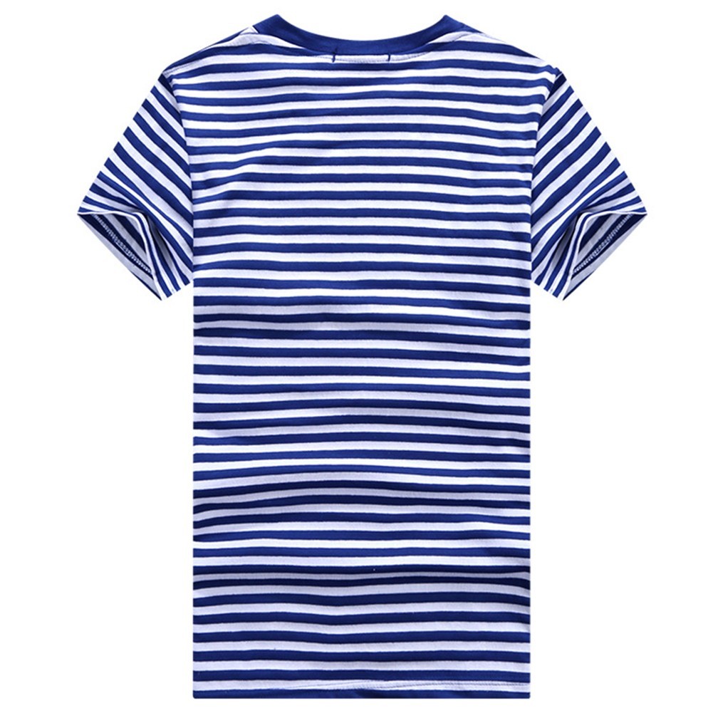 Blue and White Stripes Short Sleeved Tshirt for Men in Sports and Casual Style gallery