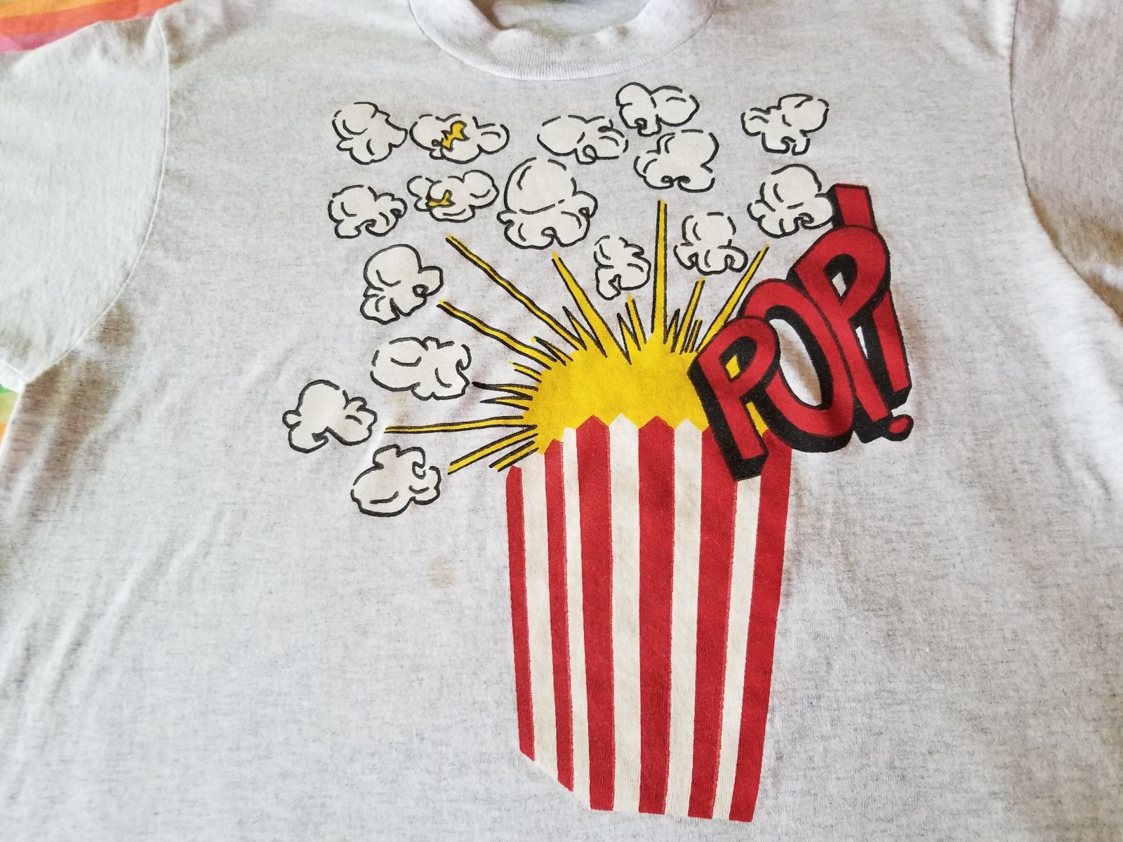 POPCORN COOL 80S TEE SHIRT OP ART TEE SCREEN STARS TAG KILLER LARGE