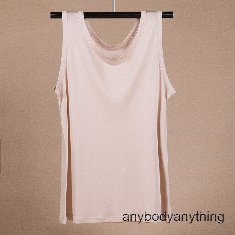 Men's 100% Silk Tank Tops Crew Collar Sleeveless T-Shirt Knitted Undershirt Tops gallery