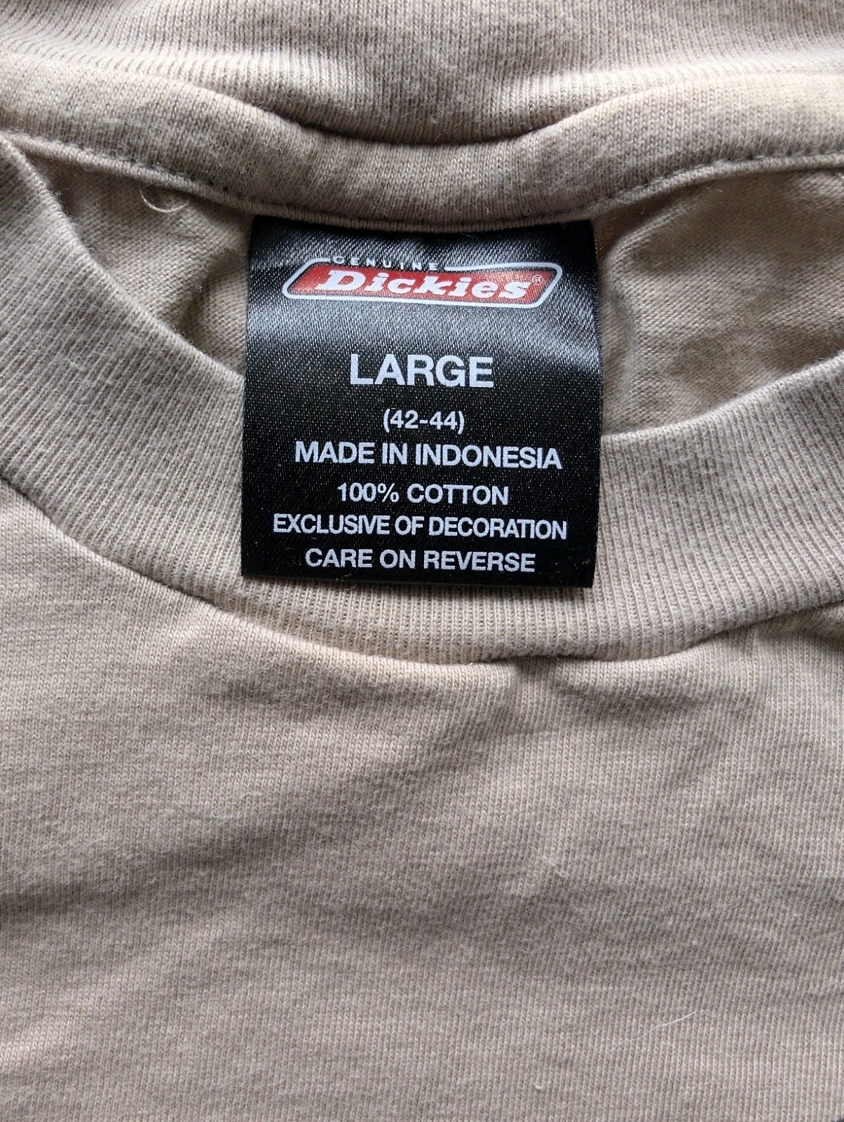 Dickies "Genuine Dickies" Graphic T-Shirt Large Tan Khaki Gray Streetwear gallery