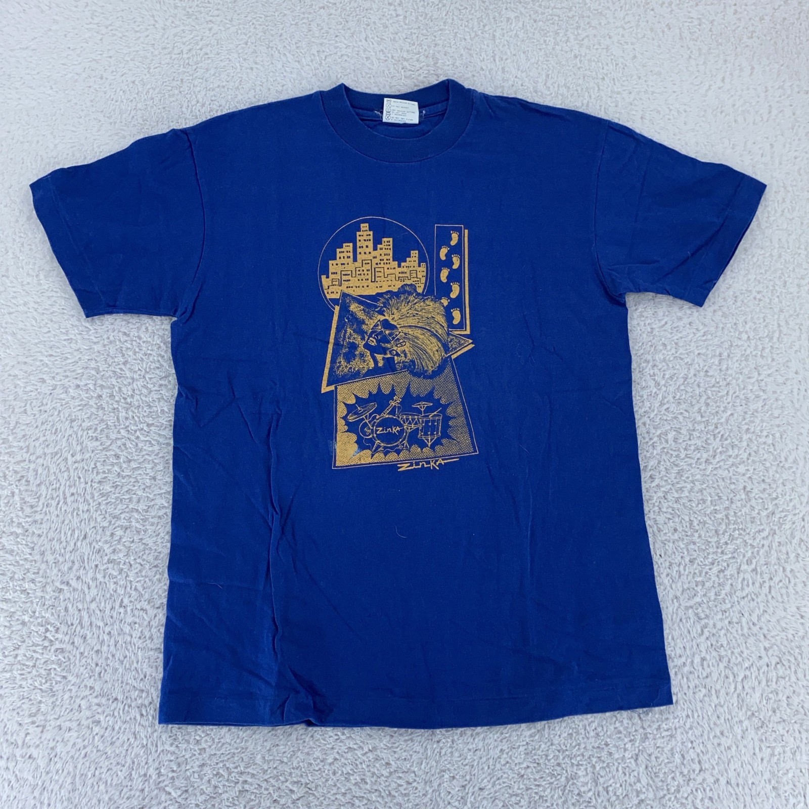 Vintage 80s Zinka Sunscreen Shirt Mens Small Graphic Art Band Tee Punk USA gallery