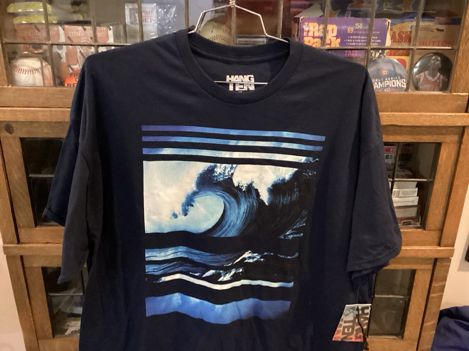 NWT HANG TEN Navy Blue Ocean Waves Surfing S/S T-shirt SZ XL - Cool gallery
