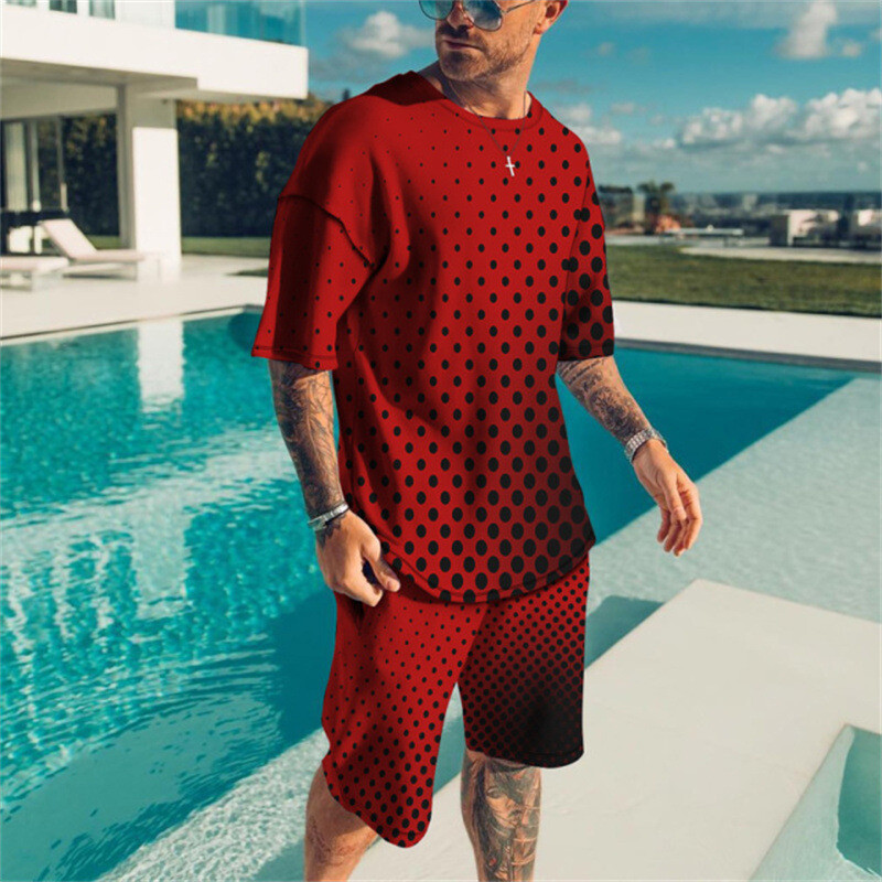 Summer Men's Outfit 2-Piece Set Short Sleeve T-Shirts and Shorts Sweatsuit Set gallery