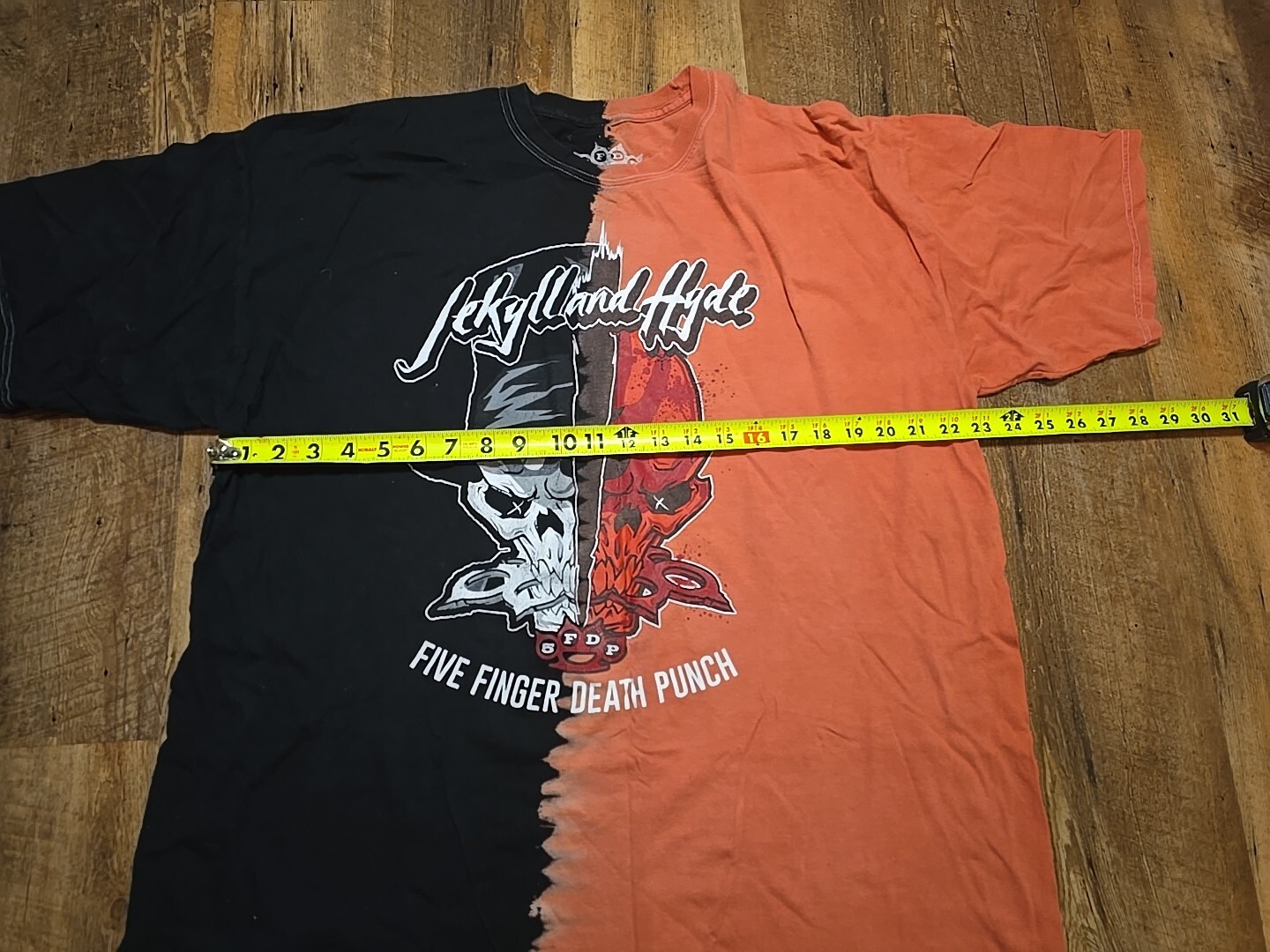 Five Finger Death Punch Black Orange Split Jekyll and Hyde 5FDP XL XLarge gallery