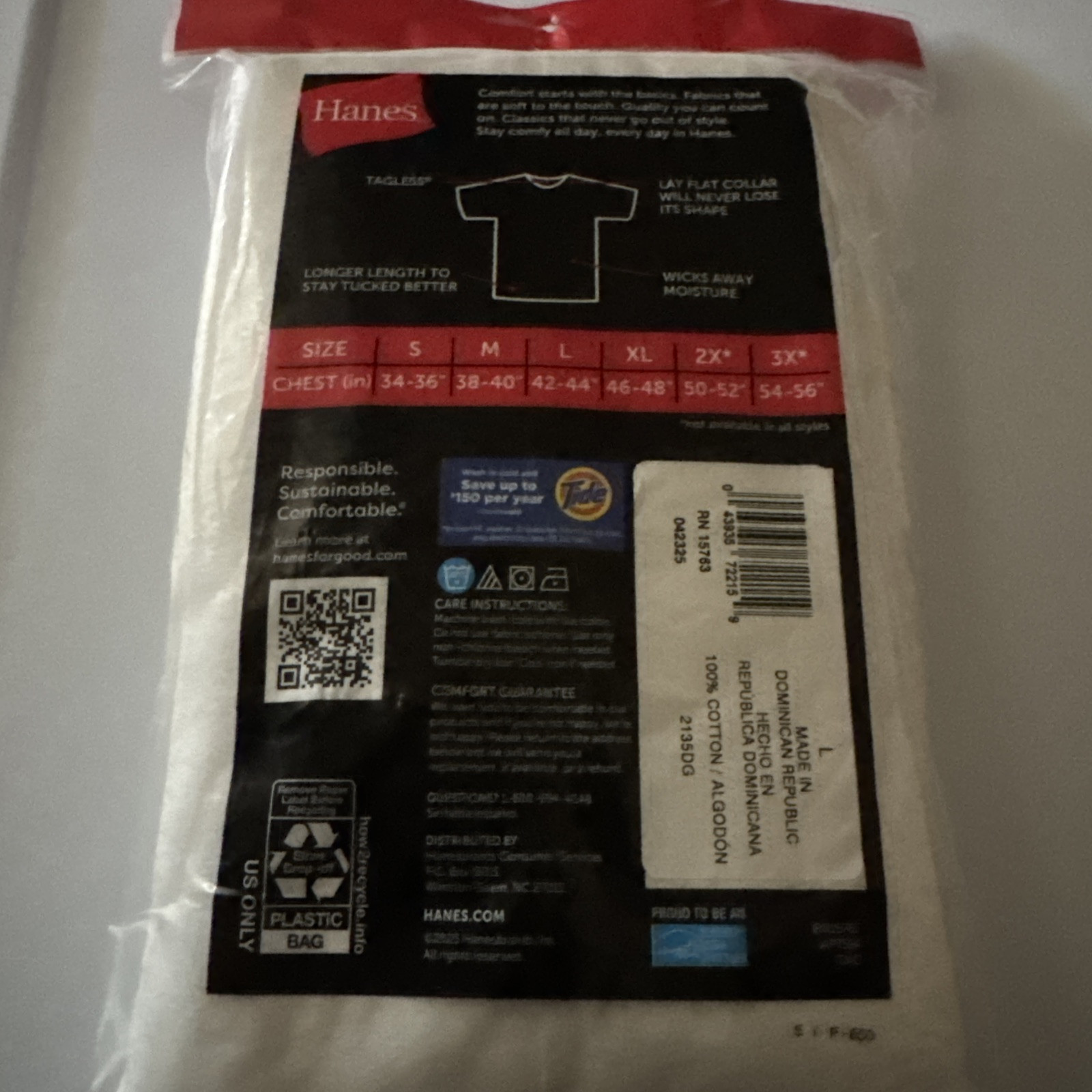 Hanes ComfortSoft 2135 Crewneck Tagless Men's T-shirt L 3 Pack- White gallery