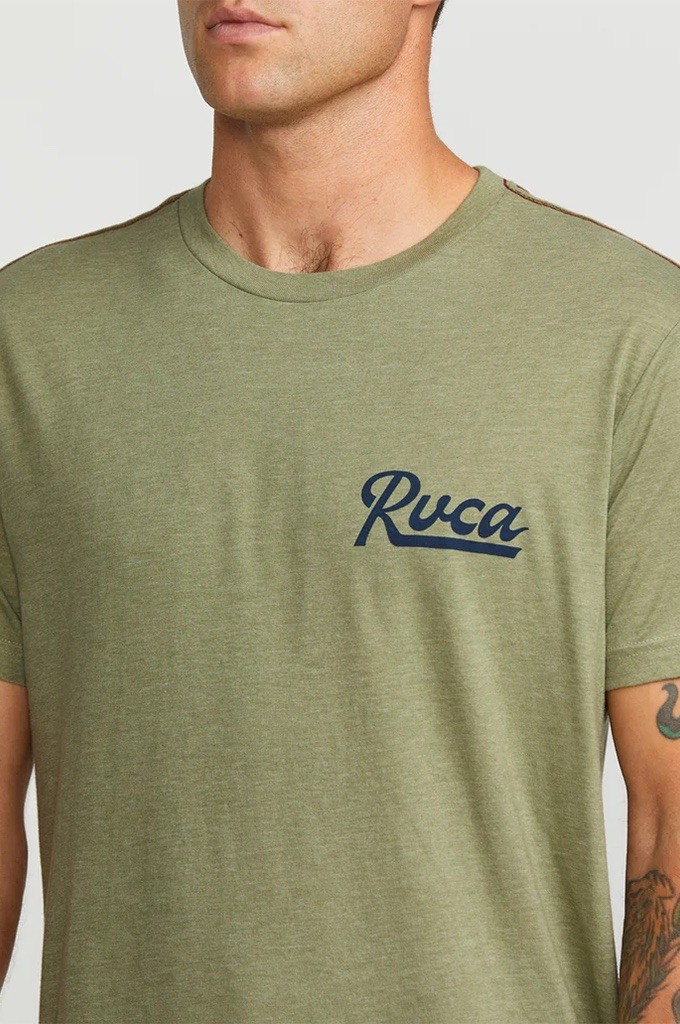 RVCA Men’s Script Sealed T-Shirt Short Sleeves Slim Fit In Ranger Green Size L gallery
