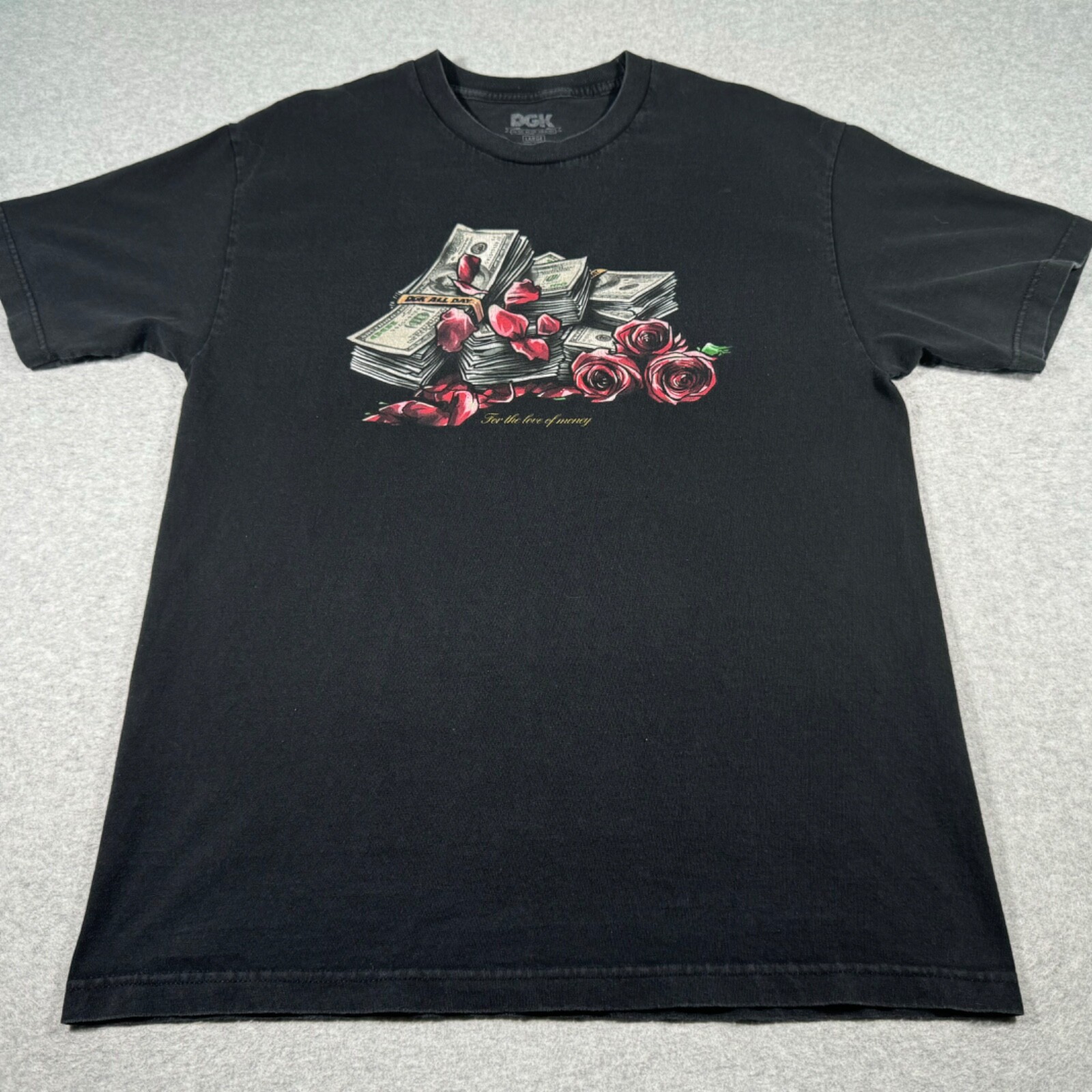 DGK Shirt Adult Large Black Love of Money Streetware Skateboard Outdoors Mens