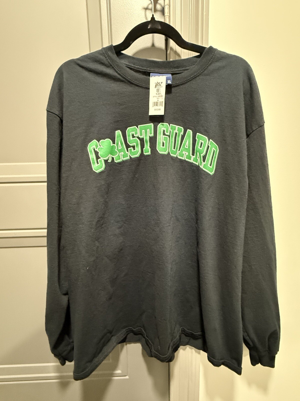 U.S. Coast Guard USCG Four Leaf Clover Black Long Sleeve T-Shirt – Size XL – NWT