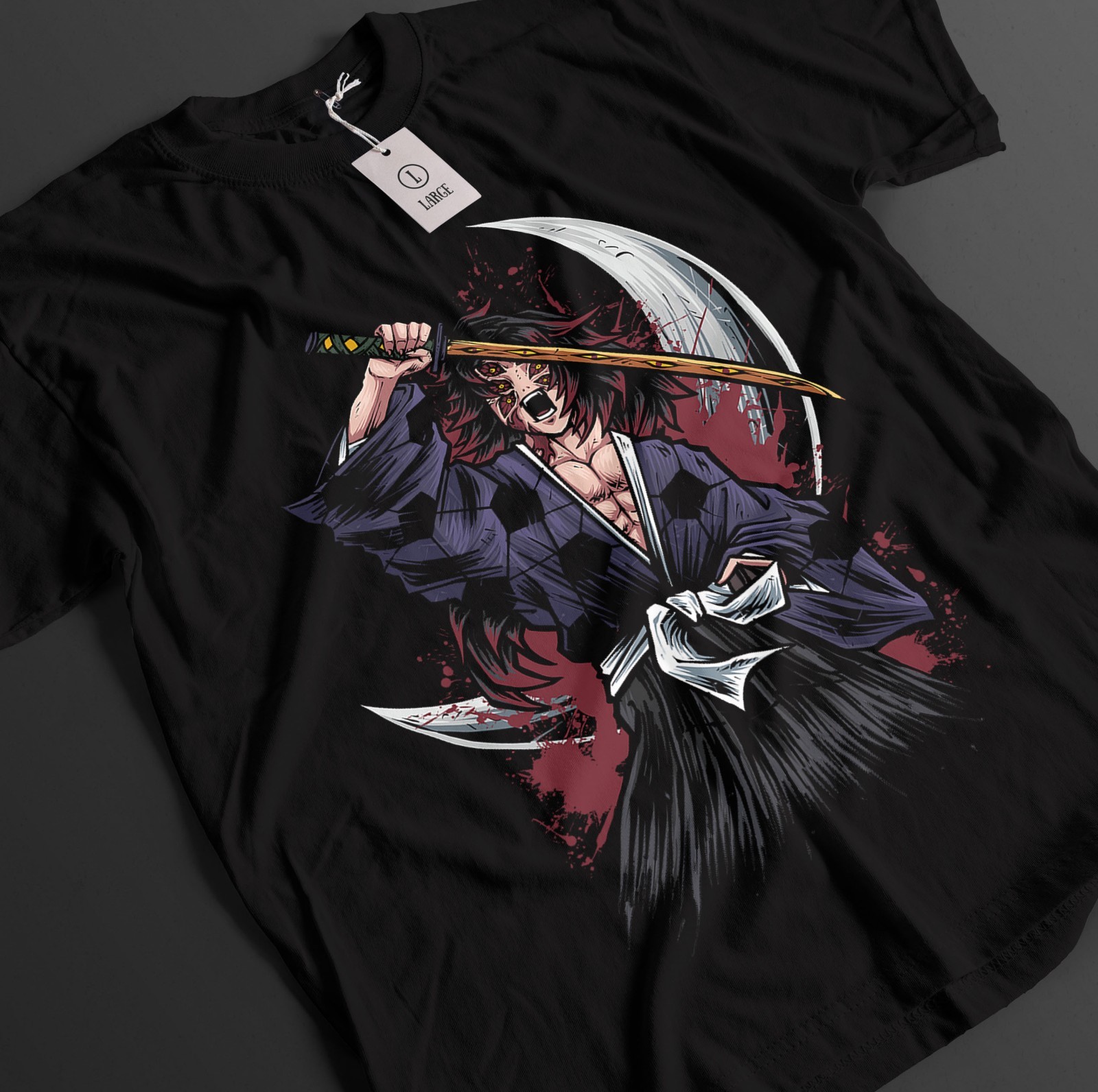 Demon Slayer Shirt Kokushibo Upper Moon 1 T-Shirt Tanjiro KNY Anime Muzan Tee gallery
