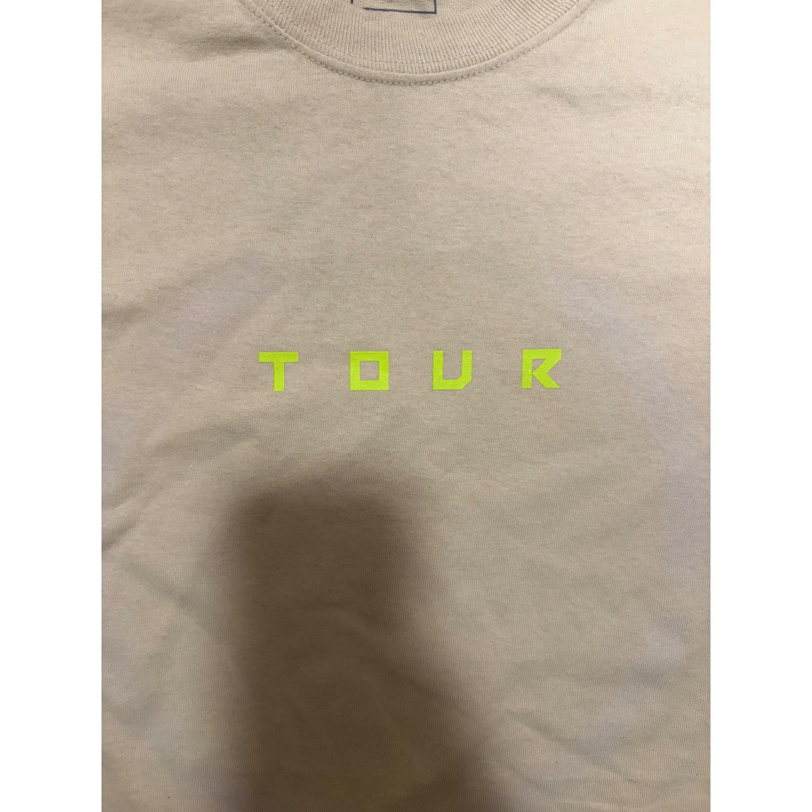 The Thread Shop Mens Tour Graphic Long Sleeve T-Shirt Beige Neon Green Large gallery