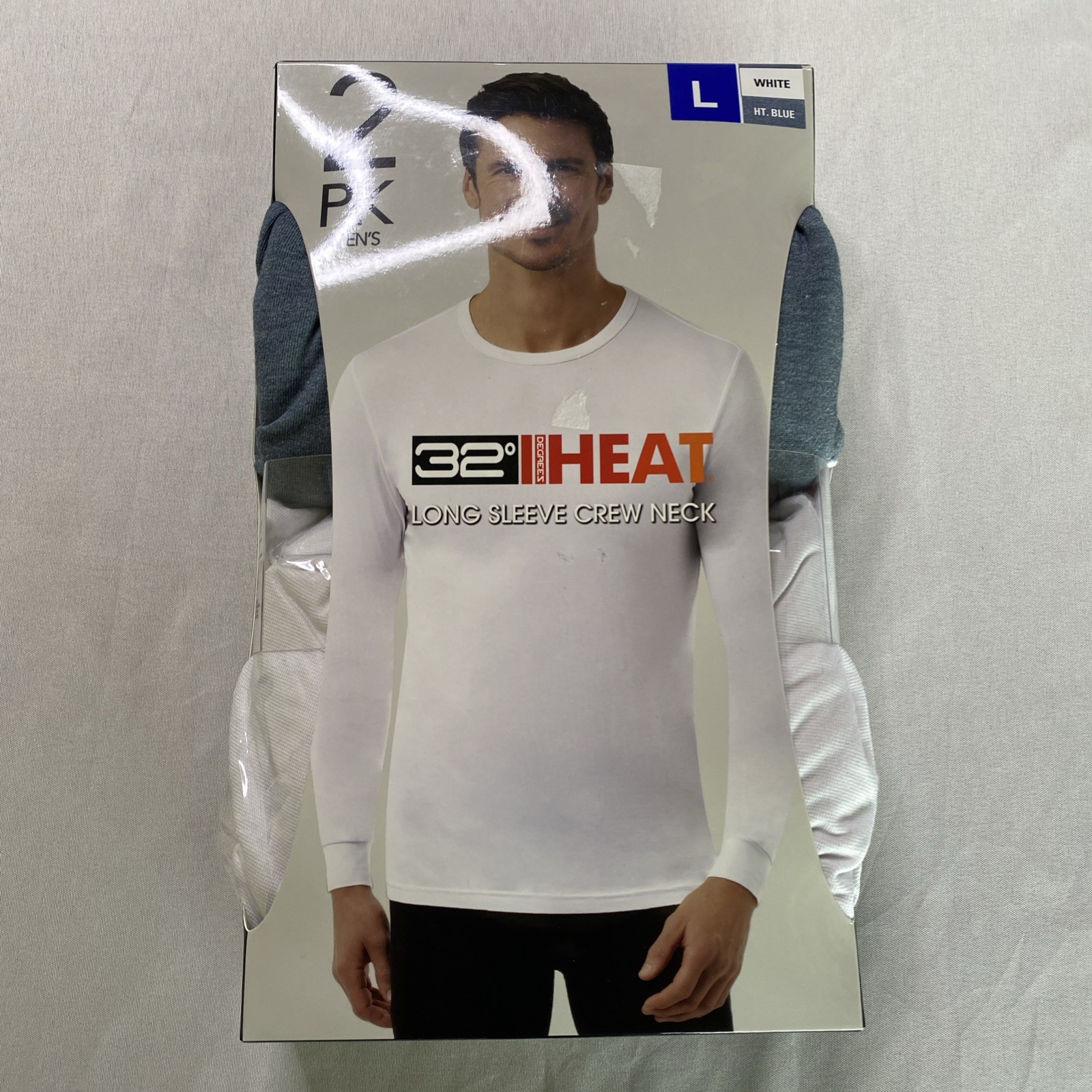 32 Degree Black Long Sleeve Heat Tee Shirt Adult Size Large, Crew Neck, Stretch
