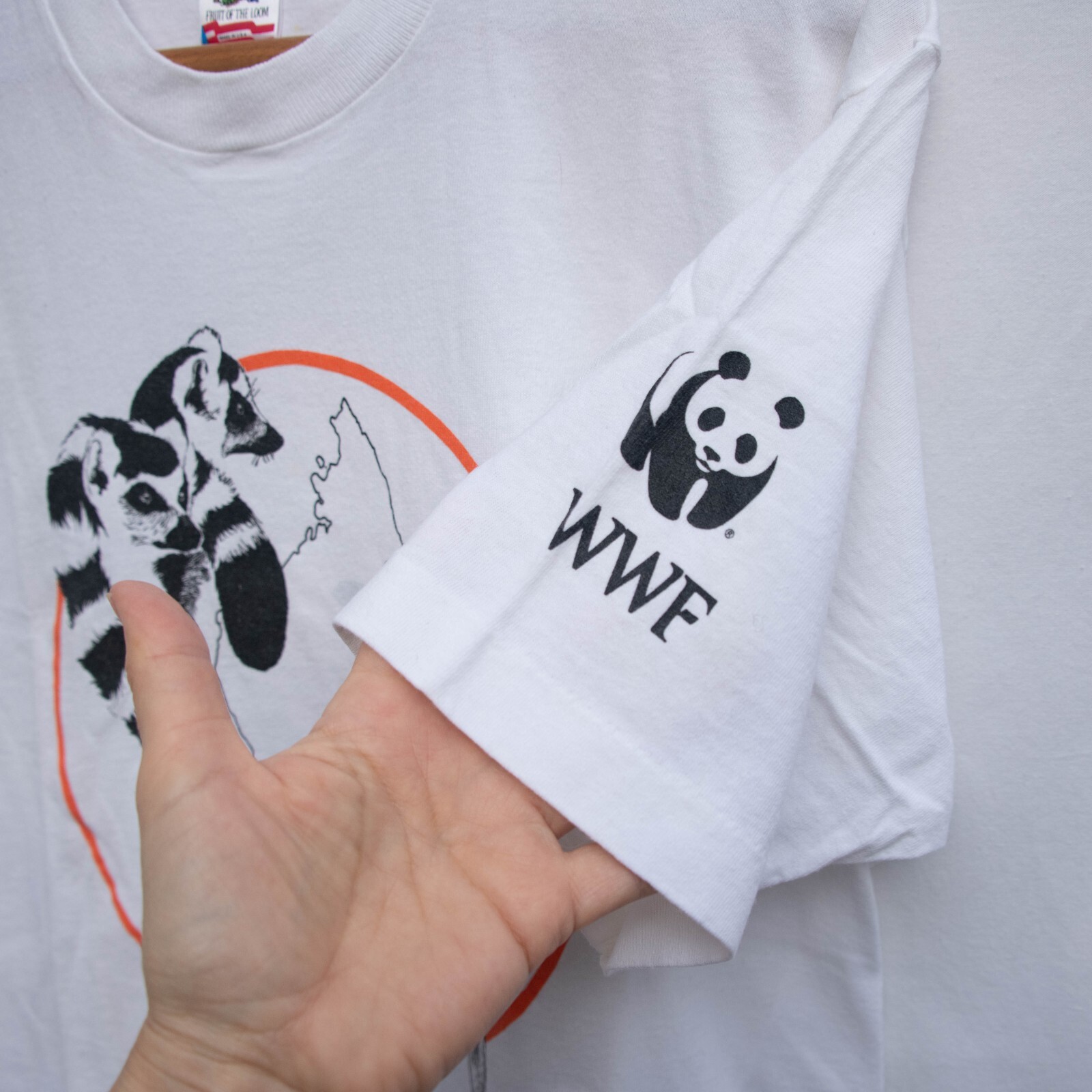 Vtg 1989 WWF Madagascar T-Shirt L Lemur Double Sided Single Stitch USA Made Rare gallery