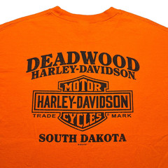 Harley Davidson Sturgis 2018 Black Hill Rally T Shirt Mens Large Orange Deadwood