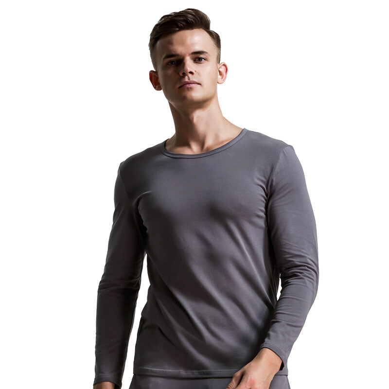 Men's O-neck Undershirts Long Sleeve T-shirts Casual Solid Top Homewear Thin gallery